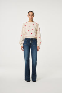 Dina Sweater | Oatmeal / Disco Red