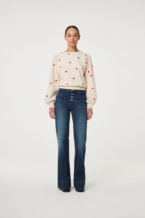 Dina Sweater | Oatmeal / Disco Red