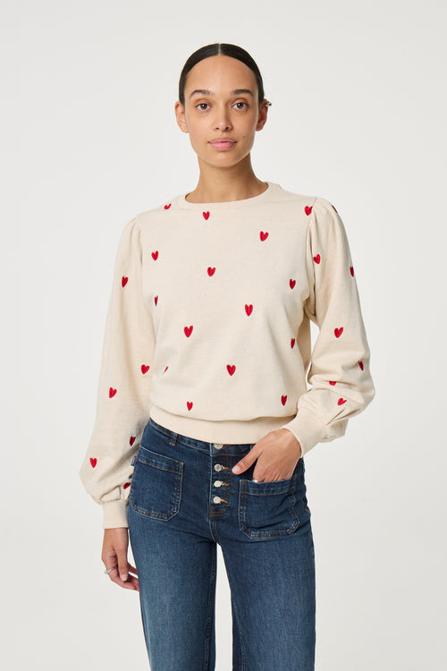 Dina Sweater | Oatmeal / Disco Red