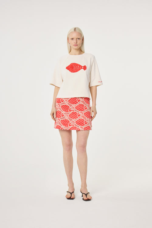 Nanda Sweater | Cosy White/Tangerine Tango