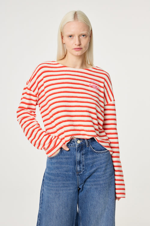 Celina Top | Cosy White/Tangerine Tango