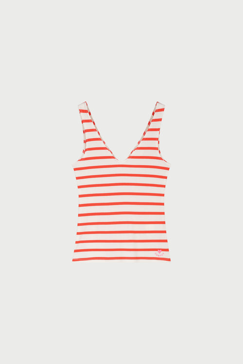 Lena Top | Cosy White/Tangerine Tango