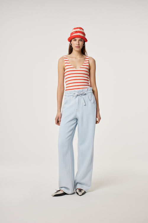 Lena Top | Cosy White/Tangerine Tango