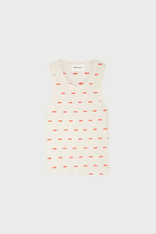 Tanja Jersey Tank | Cosy White/Tangerine Tango