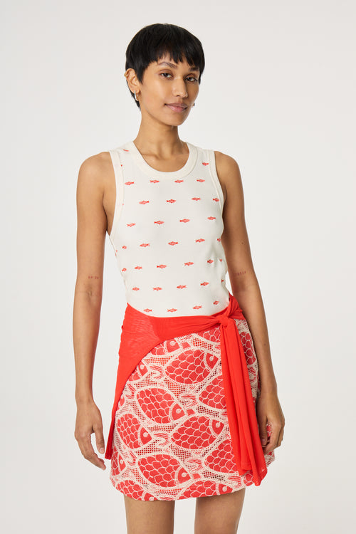 Tanja Jersey Tank | Cosy White/Tangerine Tango