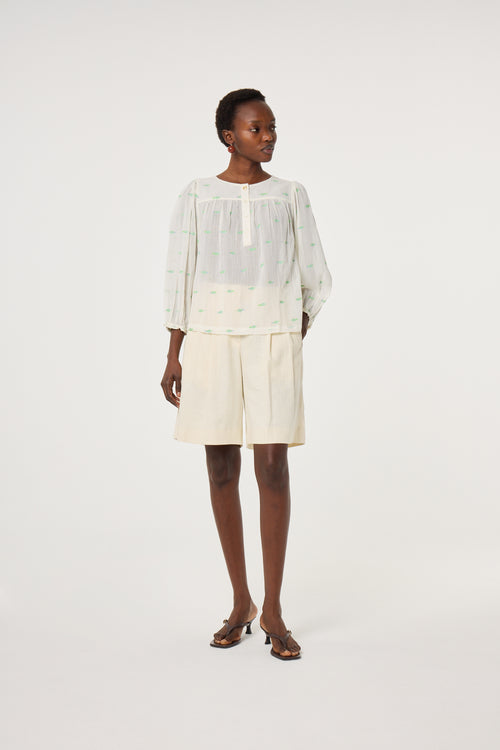 Bindi Top | Cosy White/Green