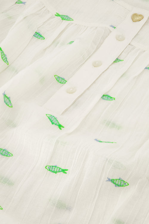Bindi Top | Cosy White/Green