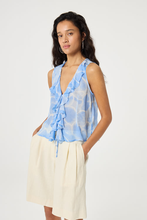 Brittany Top | Light Blue/Crispy White