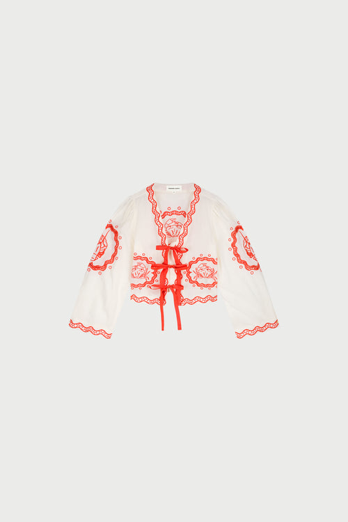 Serviette Blouse | Cosy White/Tangerine Tango