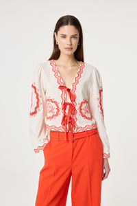 Serviette Blouse | Cosy White/Tangerine Tango
