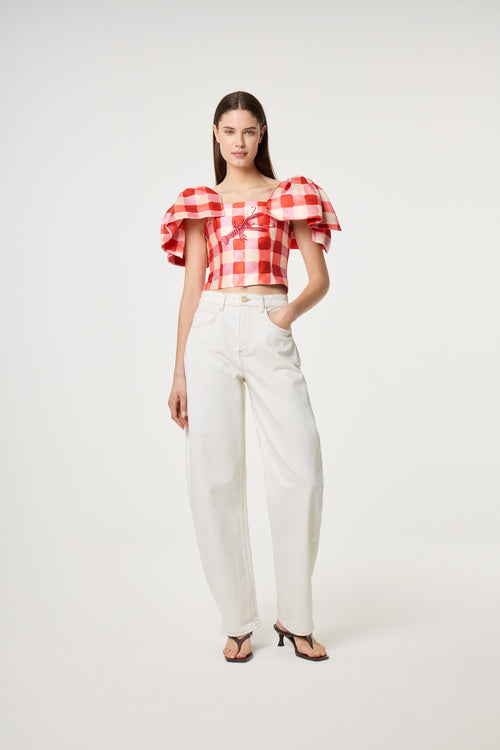 Lana Top | Tangerine Tango/Cosy White