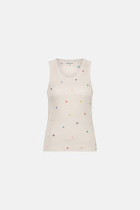 Tanja Jersey Embro Tank | Cosy White
