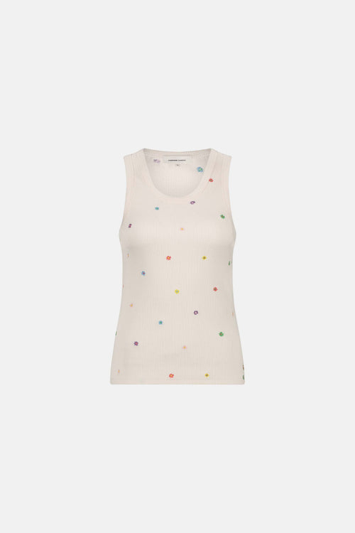 Tanja Jersey Embro Tank | Cosy White