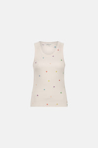 Tanja Jersey Embro Tank | Cosy White