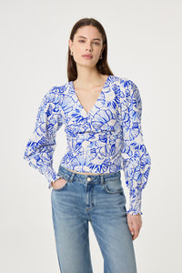 Madeleine Top | Cosy White/Cobalt