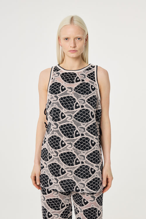 Luca Top | Cosy White/Black