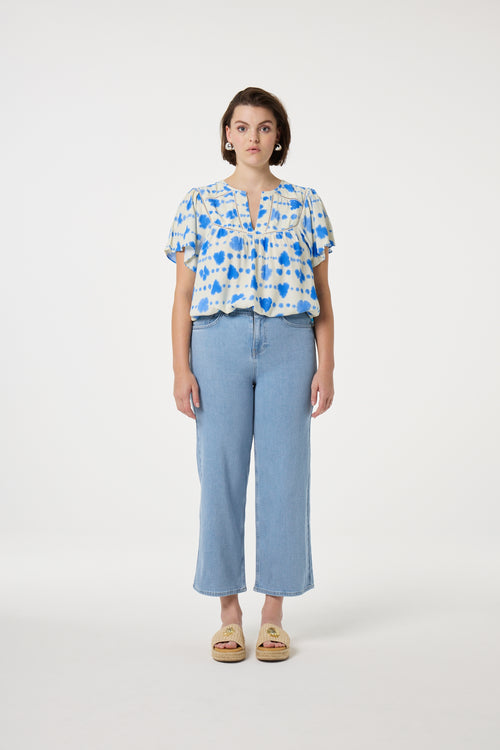 Kristy Top | Warm White/Blue Wave