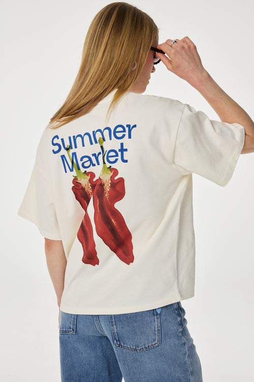 Market T-Shirt Pepper | Cosy White/Red