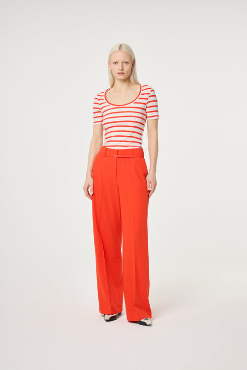 Lena Shortsleeve T-Shirt | Cosy White/Tangerine Tango