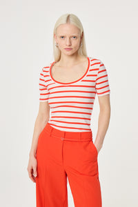 Lena Shortsleeve T-Shirt | Cosy White/Tangerine Tango