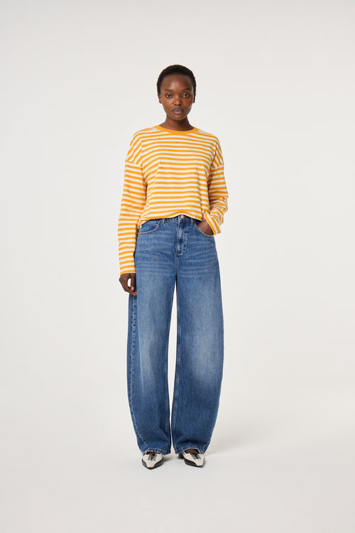 Phileine LS T-shirt | Cosy White/Orange