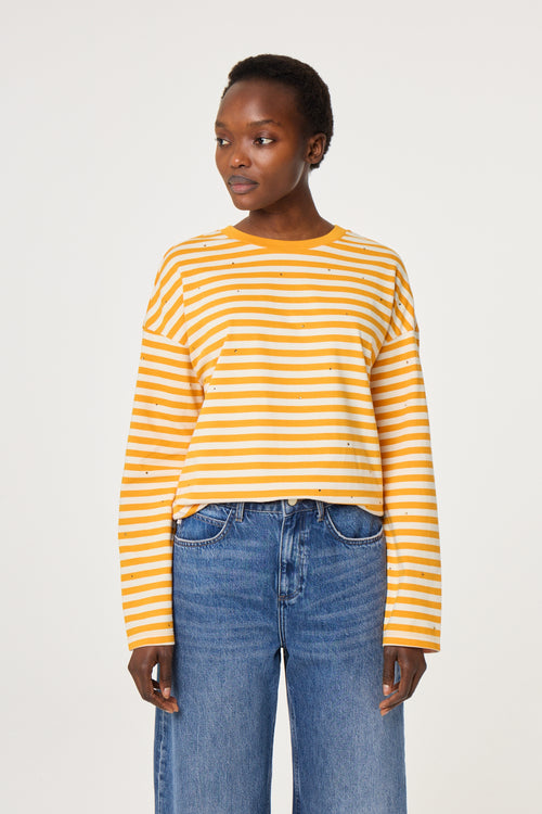 Phileine LS T-shirt | Cosy White/Orange