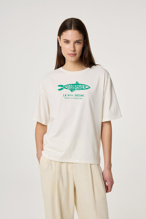 Fay T-shirt | Cosy White/Green