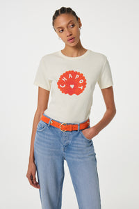 Gwen T-shirt | Cosy White/Coral