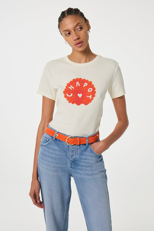 Gwen T-shirt | Cosy White/Coral