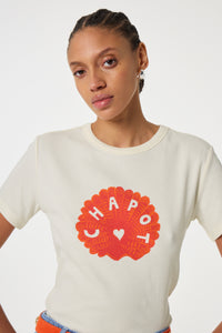 Gwen T-shirt | Cosy White/Coral