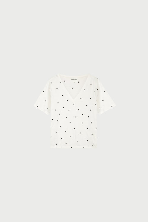 Phil V-Neck T-shirt | Cosy White/Black