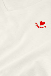 Phil V-Neck T-shirt | Cosy White/Red