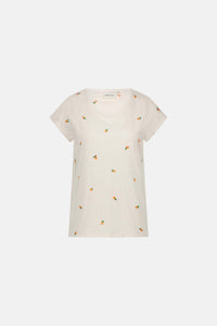 Phil Round V T-Shirt | Cosy White/Orange