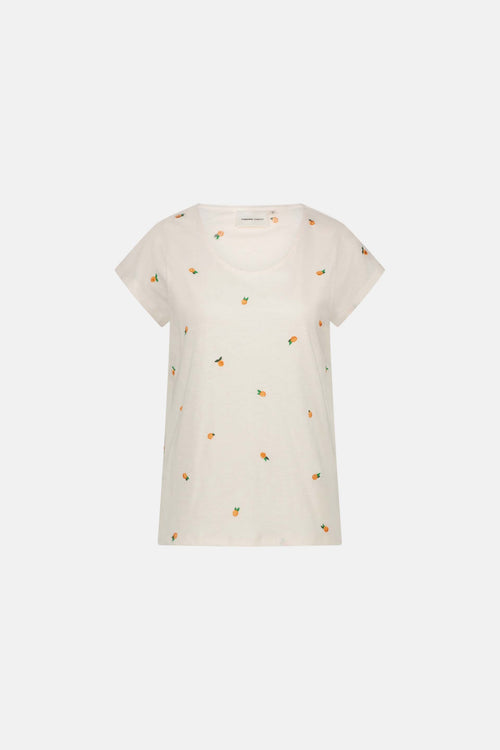 Phil Round V T-Shirt | Cosy White/Orange