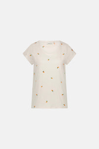 Phil Round V T-Shirt | Cosy White/Orange