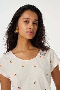 Phil Round V T-Shirt | Cosy White/Orange