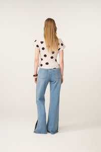 Carmen Polka T-shirt | Brown/Cosy White