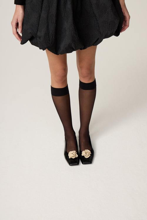 Rose Ballerinas | Black/Cosy White