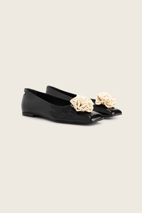 Rose Ballerinas | Black/Cosy White